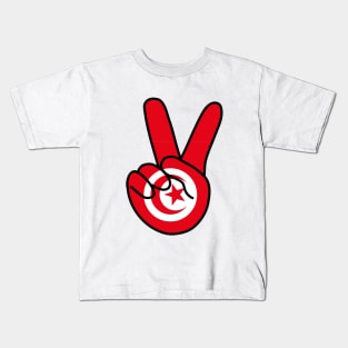 Tunisia Flag V Sign Kids T-Shirt